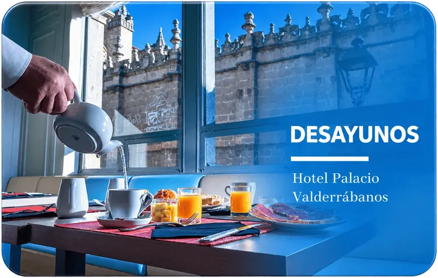 Tarjeta de desayunos del Hotel Palacio Valderrábanos