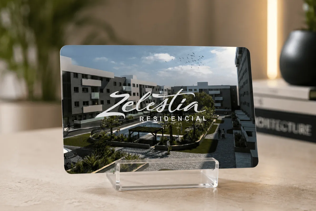 Tarjeta PVC impresa a todo color del residencial Zelestia