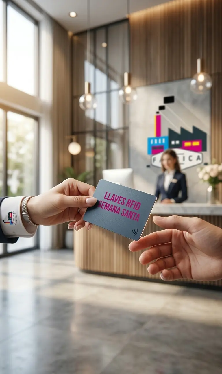 Tarjeta PVC con chip RFID para control de accesos en hoteles.